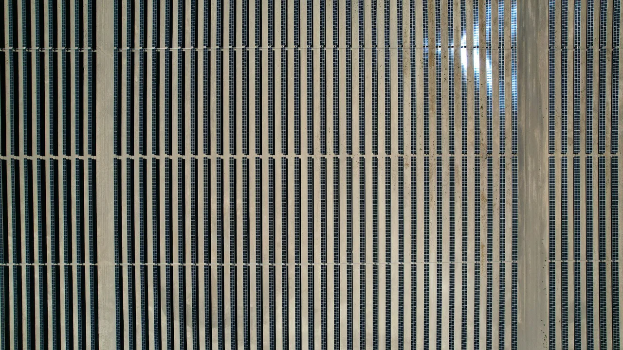 Close up of solar panel array